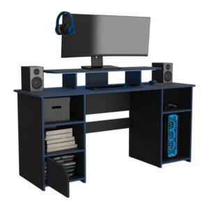 Escritorio Gamer Trollino Wengue y Azul 1 Escritorio Gamer Trollino Wengue y Azul